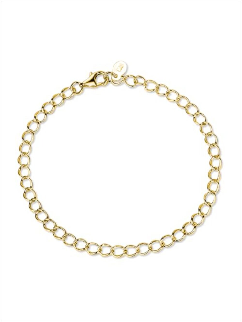 14K Gold Plated over 925 Sterling Silver Charm Bracelet Adjustable Link Chain